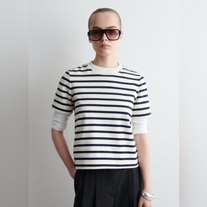 COS Striped Navy and White Women's Top
